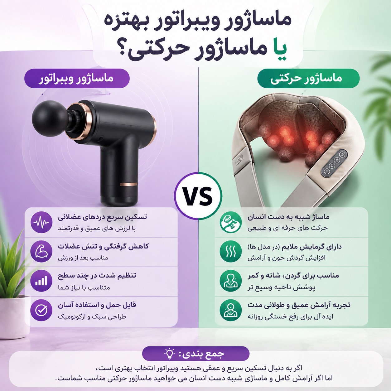 ماساژور لرزشی  ، حرکتی ، ضربه ای چه فرقی باهم دارند؟