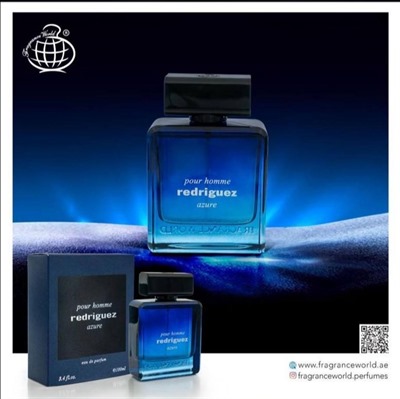 عطر مردانه فراگرنس ورد Redriguez Azure حجم ۱۰۰ میل نارسیسو بلو نویر